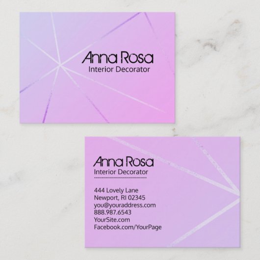 *~*ピンクブルー幾何モダンバラゴールドフォイル 名刺 (正面/裏面)