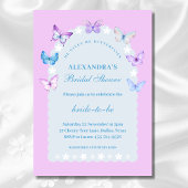 ピンクブルー彼は私与えの蝶ブライダルシャワー 招待状