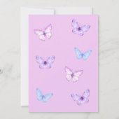 ピンクブルー彼は私与えの蝶ブライダルシャワー 招待状 (裏面)