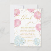 ピンクブルー性別リビールサンキューノートカード サンキューカード (正面)