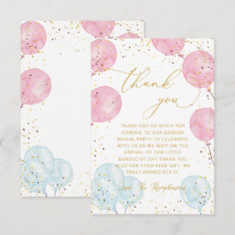 ピンクブルー性別リビールサンキューノートカード サンキューカード