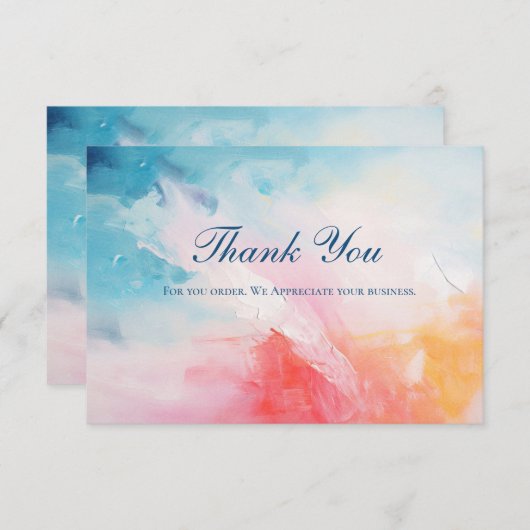 ピンクブルー抽象芸術ビジネスサンキューカード エンクロージャーカード (正面/裏面)