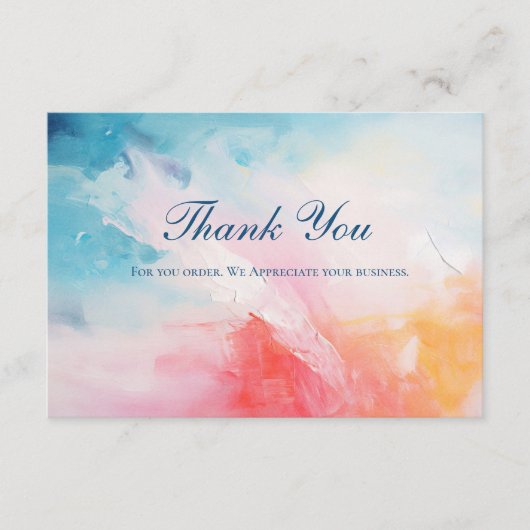 ピンクブルー抽象芸術ビジネスサンキューカード エンクロージャーカード (正面)