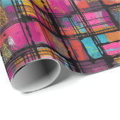 ピンクブルー抽象芸術幾何学模様 ラッピングペーパー (ロールコーナー)