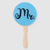 ピンクブルー新郎新婦の試合結婚の様子 ハンドファン (裏面)