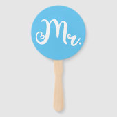 ピンクブルー新郎新婦の試合結婚の様子 ハンドファン (裏面)