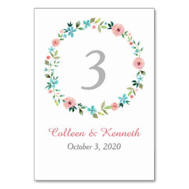 ピンクブルー春フローラ結婚リーステーブル テーブルナンバー