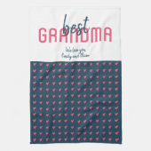 ピンクブルー最高のハートおばあちゃんの母の日 キッチンタオル (縦)