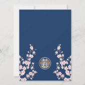 ピンクブルー桜中国式ウェディング 招待状 (裏面)