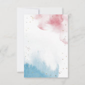 ピンクブルー水彩洗浄性別表示パーティー サンキューカード (裏面)