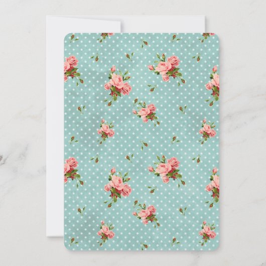 ピンクブルー水玉模様結婚フローラ 招待状 (裏面)