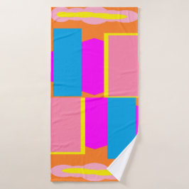 ピンクブルー淡い色のオレンジとレモンデザイン バスタオル