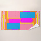 ピンクブルー淡い色のオレンジとレモンデザイン バスタオル (バスタオル)