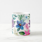 ピンクブルー熱帯エメラルドフローラルパターン コーヒーマグカップ (中央)
