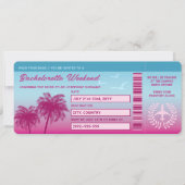 ピンクブルー熱帯バチェロレッテ旅行搭乗券 招待状 (正面)