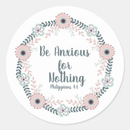ピンクブルー白フローラ聖書聖句 ラウンドシール