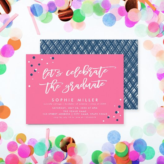 ピンクブルー祝大学院生パーティー 招待状