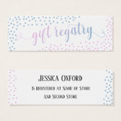 ピンクブルー紙吹雪ベビーギフトレジストリ配布資料カード (正面&裏面)