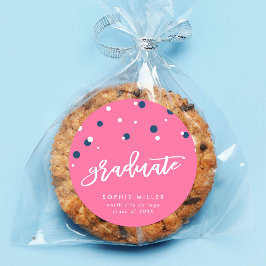 ピンクブルー紙吹雪大学院卒業 ラウンドシール