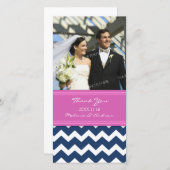 ピンクブルー結婚サンキューの写真カード サンキューカード (正面/裏面)