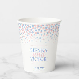 ピンクブルー結婚紙吹雪名前をカスタムする紙カップ 紙コップ