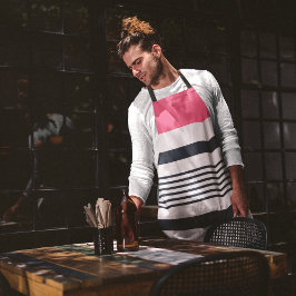 ピンクブルー縁どストライプ エプロン