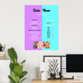 ピンクブルー美しいネイルサロン価格表メニュー ポスター (ホームオフィス)