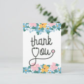 ピンクブルー花聴診器ナースありがとう ポストカード (スタンド正面)