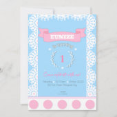 ピンクブルー誕生日招待状for Girls 招待状 (正面)