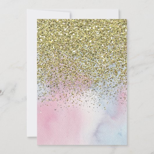 ピンクブルー金ゴールドグリッタースプリンクルベビーシャワー招待状 招待状 (裏面)