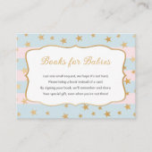 ピンクブルー金ゴールドスターツツインズブックリクエストカード 名刺 (正面)