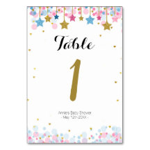 ピンクブルー金ゴールドトゥインクルテーブル番号