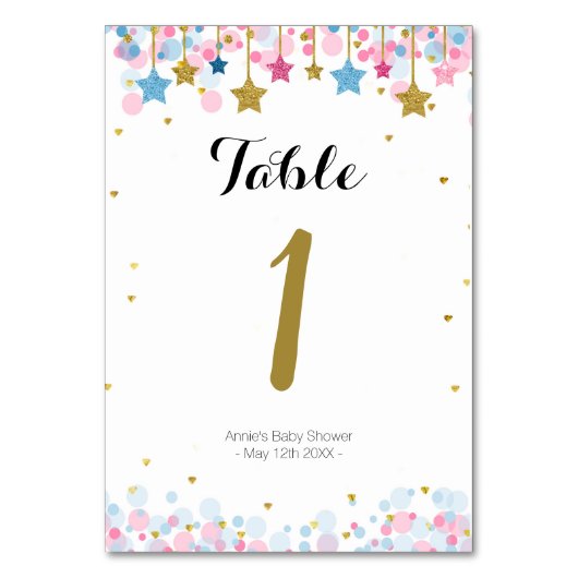 ピンクブルー金ゴールドトゥインクルテーブル番号 テーブルナンバー (正面)