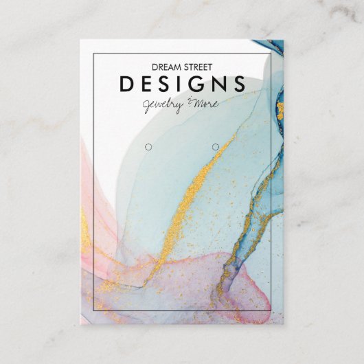 ピンクブルー金ゴールドトレンディーイヤリングディスプレイカード 名刺 (正面)