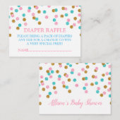 ピンクブルー金ゴールドドットオムツラッフルカード エンクロージャーカード (正面/裏面)