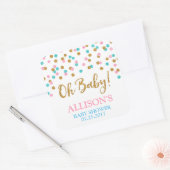 ピンクブルー金ゴールドドット赤ちゃんシャワーメッセージカード スクエアシール (封筒)