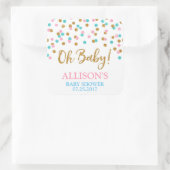ピンクブルー金ゴールドドット赤ちゃんシャワーメッセージカード スクエアシール (バッグ)