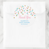 ピンクブルー金ゴールドドット赤ちゃんシャワーメッセージカード ラウンドシール (バッグ)