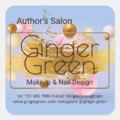 ピンクブルー金ゴールドバルーン スクエアシール (正面)