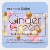 ピンクブルー金ゴールドバルーン スクエアシール (正面)