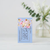 ピンクブルー金ゴールドバルーン 名刺 (スタンド正面)