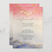 ピンクブルー金ゴールド水彩洗剤 |情報カード エンクロージャーカード (正面/裏面)