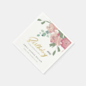 ピンクブルー金ゴールド牡丹フローラ任意の年齢誕生日 スタンダードカクテルナプキン (角)