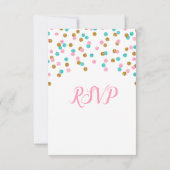 ピンクブルー金ゴールド紙吹雪ベビーシャワーRSVPカード 出欠カード (裏面)