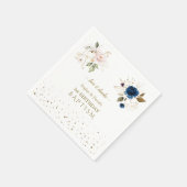 ピンクブルー金ゴールド花双生児1歳バプテスマ スタンダードカクテルナプキン (角)