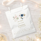 ピンクブルー金ゴールド花双生児1歳バプテスマ フェイバーバッグ (クリップ留めされた状態)