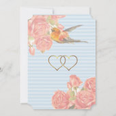 ピンクブルー金ゴールド花鳥結婚式招待状 招待状 (裏面)