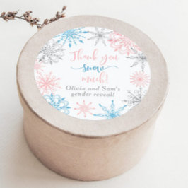 ピンクブルー雪片ありがとう雪 ラウンドシール