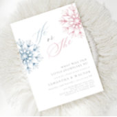 ピンクブルー雪片ジェンダー表示パーティー 招待状