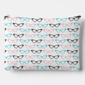 ピンクブルー黒猫眼鏡 アクセサリーポーチ (正面)